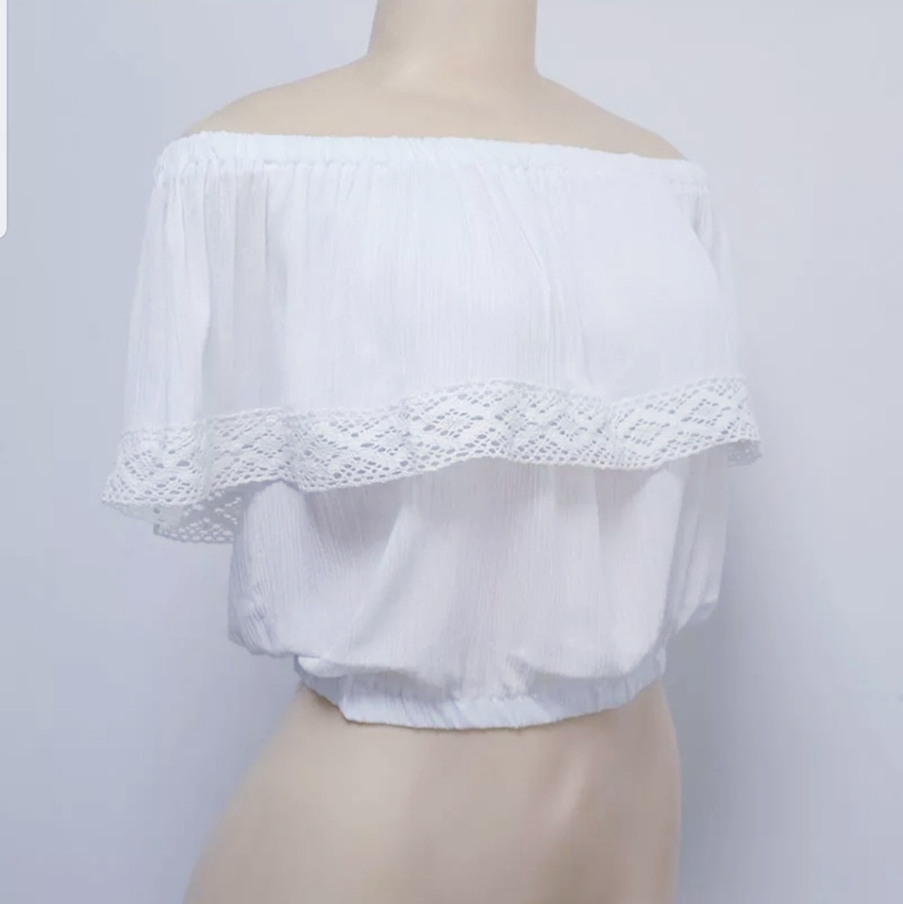 Off Shoulder Cotton Bohemian Cold Shoulder CropTop - Picture 3 of 7